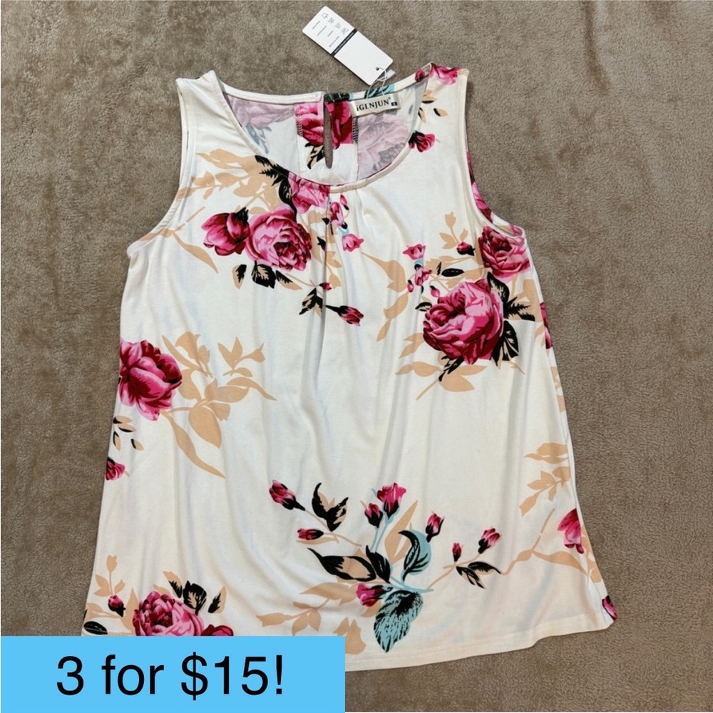 iGenjun Floral Flowy Scoop Neck Tank Top NWT size Small